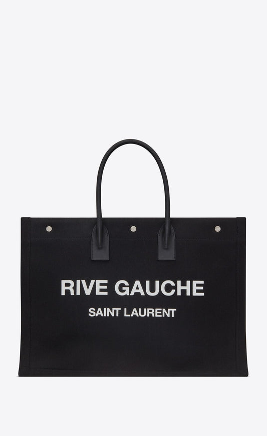 BORSA SAINT LAURENT RIVE GAUCHE GRANDE IN TELA E PELLE LISCIA