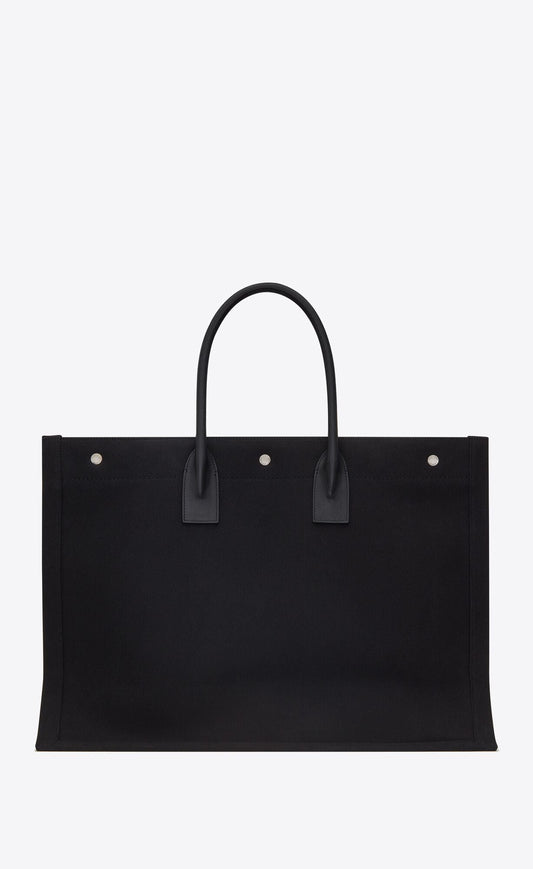 BORSA SAINT LAURENT RIVE GAUCHE GRANDE IN TELA E PELLE LISCIA